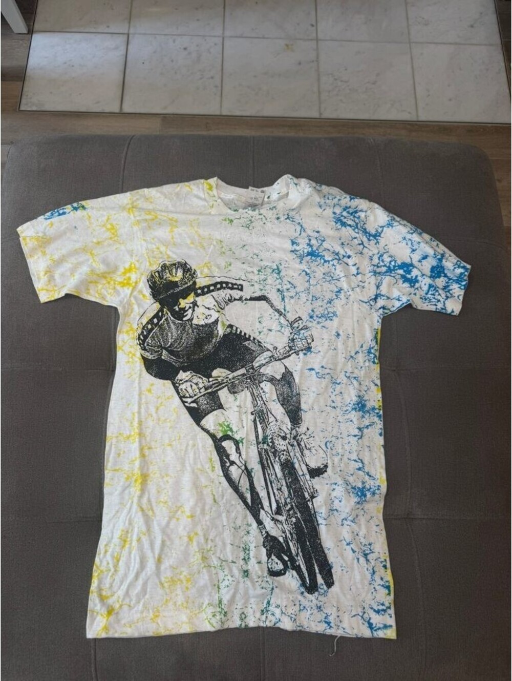 Vintage 90s Mountain Bike All Over Print T-Shirt S Made USA